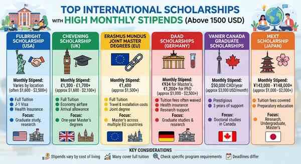 Which 2027 Scholarships Provide a Monthly Stipend Above 1500 USD?